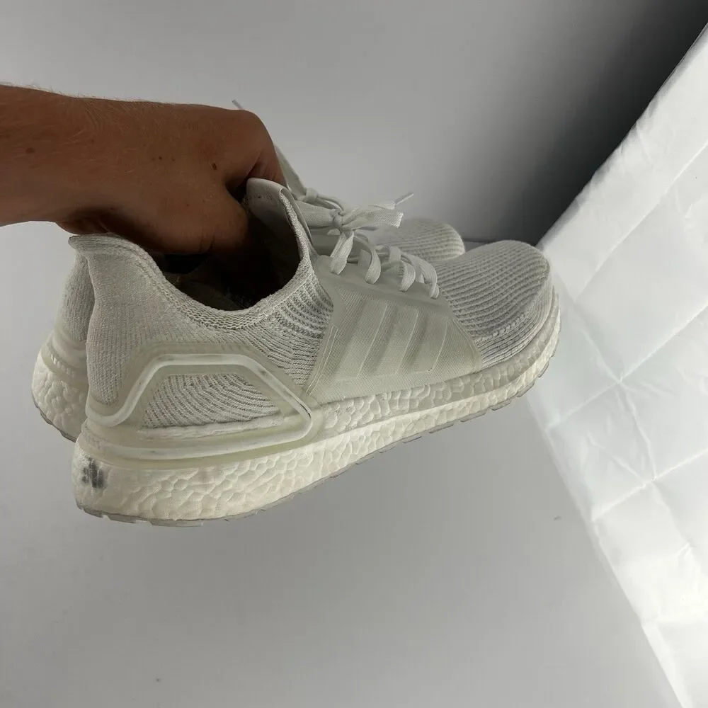 Used Adidas UltraBoost 20 Triple White 12 Running Cross Training Casual Shoes